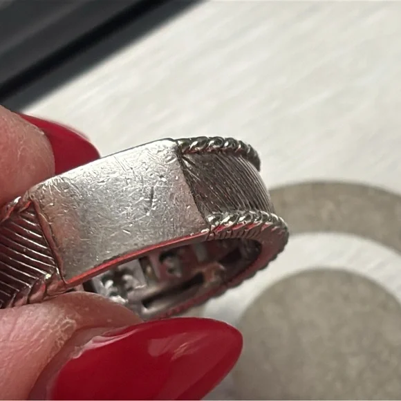 Judith Ripka Sterling Silver CZ Baguette Half Eternity Band Ring - Picture 12 of 13